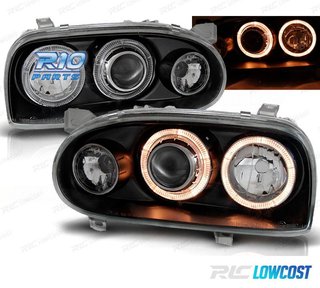 FAROS VOLKSWAGEN VW GOLF 3 OJOS ANGEL NEGROS + INTERMITENTES