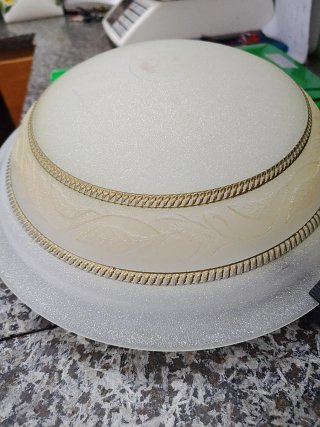 Plafoniera vintage vetro oro e bianco