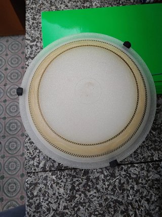 Plafoniera vintage vetro oro e bianco