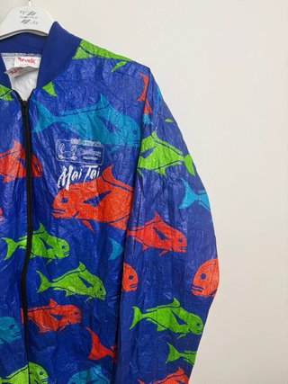 Giacca Vintage Reebok Pesci Fantasia