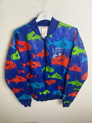 Giacca Vintage Reebok Pesci Fantasia