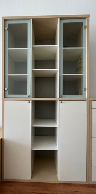 Mueble comedor modular madera y cristal