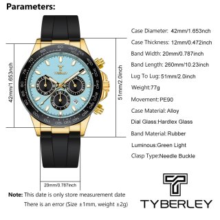 Reloj Tyberley Cronógrafo Dorado y Negro