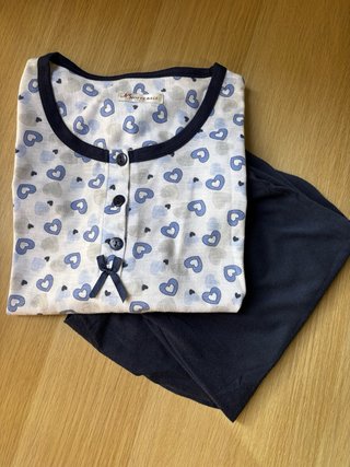 Pijama corto Notte&Baci Corazones Azul Blanco