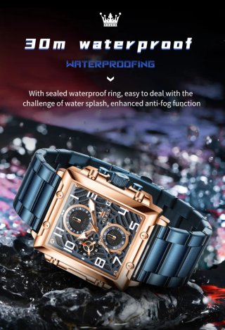 Reloj Olevs Hombre Dorado y Azul