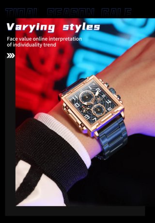 Reloj Olevs Hombre Dorado y Azul