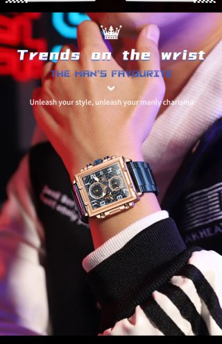 Reloj Olevs Hombre Dorado y Azul