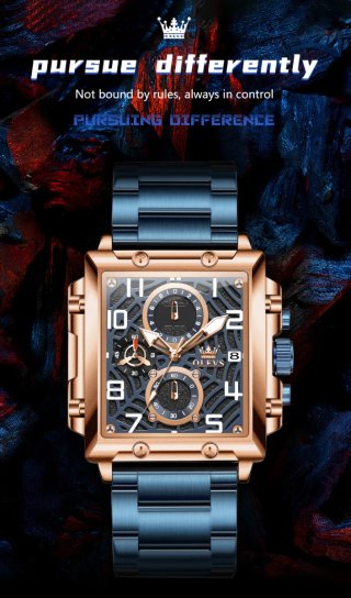 Reloj Olevs Hombre Dorado y Azul