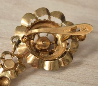 Pendientes Oro Antiguo Flor con Diamantes