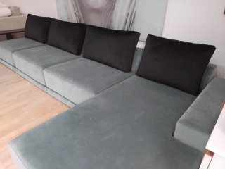 Sofá Chaiselongue Modular Azul/Gris