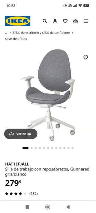 Silla de trabajo IKEA HATTEFJALL con reposabrazos