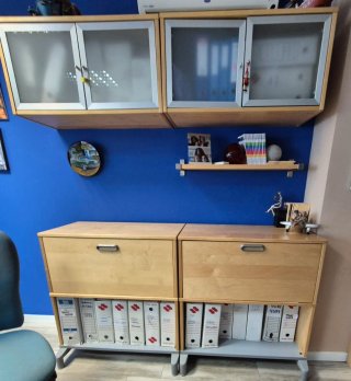 Mueble archivador madera y cristal