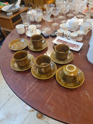 Set 5 Tazas Café Vintage Cerámica Pontesa Escocia