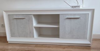 Mueble TV Blanco y Gris Plata Nuevo