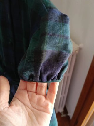 Vestito bambina blu e verde con punto smock