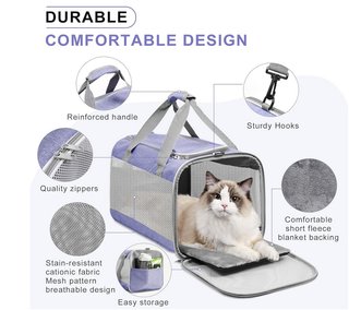 Transportín Cinnani para perro/gato gris/morado