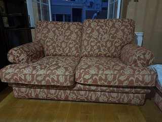 Sofá de tela 2 plazas rojo y beige