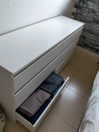 Cómoda 6 cajones, blanco, 140*40*72cm