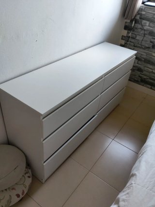 Cómoda 6 cajones, blanco, 140*40*72cm