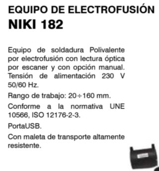 Máquina soldar polietileno NIKI 182