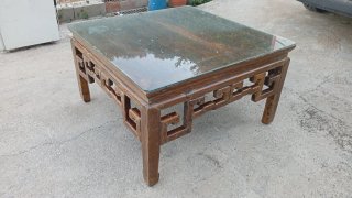 Mesa de centro oriental madera y cristal