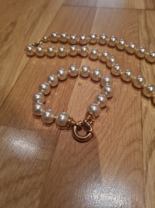 Conjunto Collar y Pulsera Perlas.  Collar 35cm.