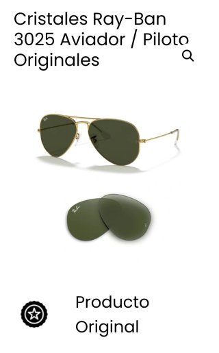 Cristal Gafas Ray Ban RB3025 Derecho Negro