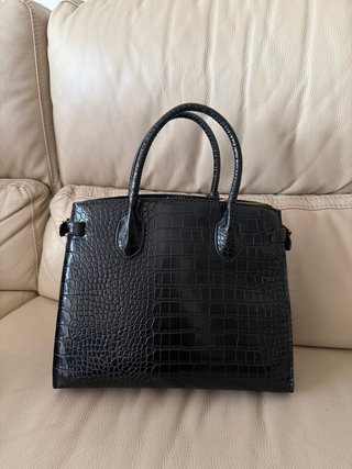 Bolso Mango Negro Cocodrilo