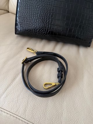 Bolso Mango Negro Cocodrilo