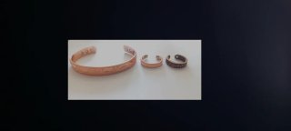 Pulsera y 2 Anillos de Cobre Grabado