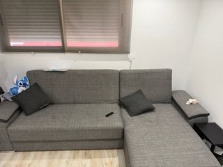 Sofá chaise longue gris tela