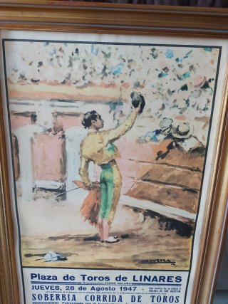 Cartel Toros Manolete Linares 1947