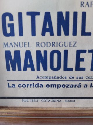 Cartel Toros Manolete Linares 1947