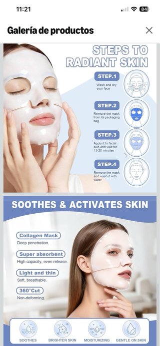 Mascarillas Faciales Hidratantes Colágeno