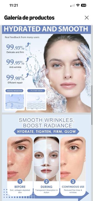 Mascarillas Faciales Hidratantes Colágeno