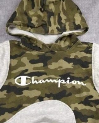 Sudadera Champion Custom Camuflaje Gris Verde