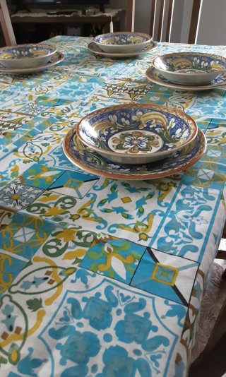 Set 12 piatti in ceramica decorati