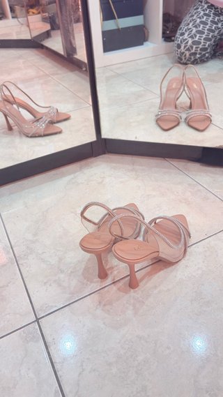Sandalias Zara Brillantes Beige Talla 38