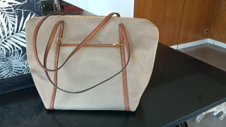 Bolso de hombro mujer beige y marrón