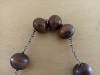 Rosario madera cuentas grandes crucifijo