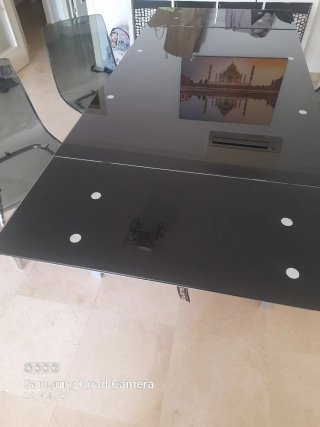 Mesa extensible y 4 Sillas Comedor/Salon Cristal N