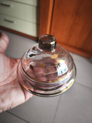 Juego tocador vintage cristal dorado