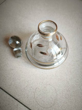 Juego tocador vintage cristal dorado