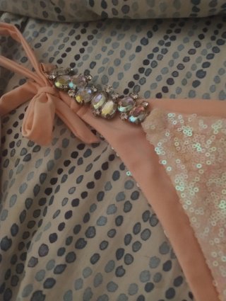 Braguita bikini lentejuelas rosa y dorado