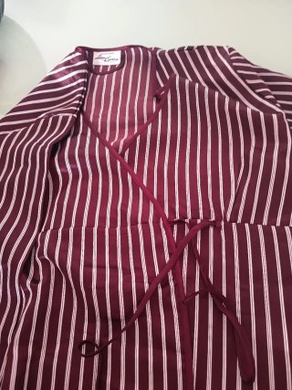 Conjunto Raso Bata + Camisón Rayas