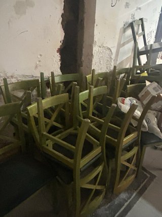 Sillas verdes con asiento  Tapizado verde