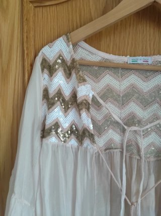 Cárdigan corto lentejuelas oro y rosa