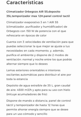 Climatizador Orbegozo AIR 55 150W