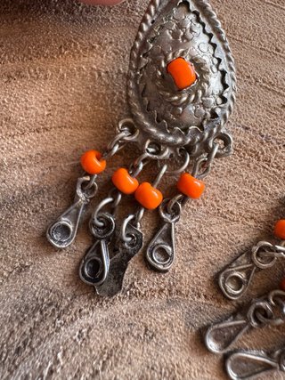 Pendientes Vintage Bereber Alpaca Años 60 Naranja