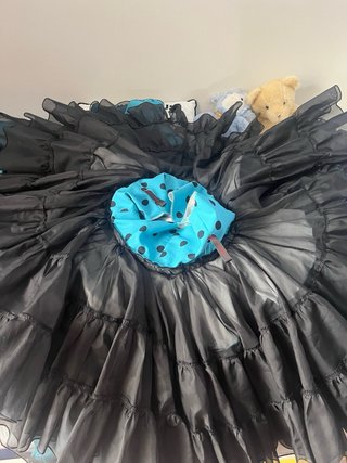 Traje Flamenca Gitana Azul Lunares. Estrechado de